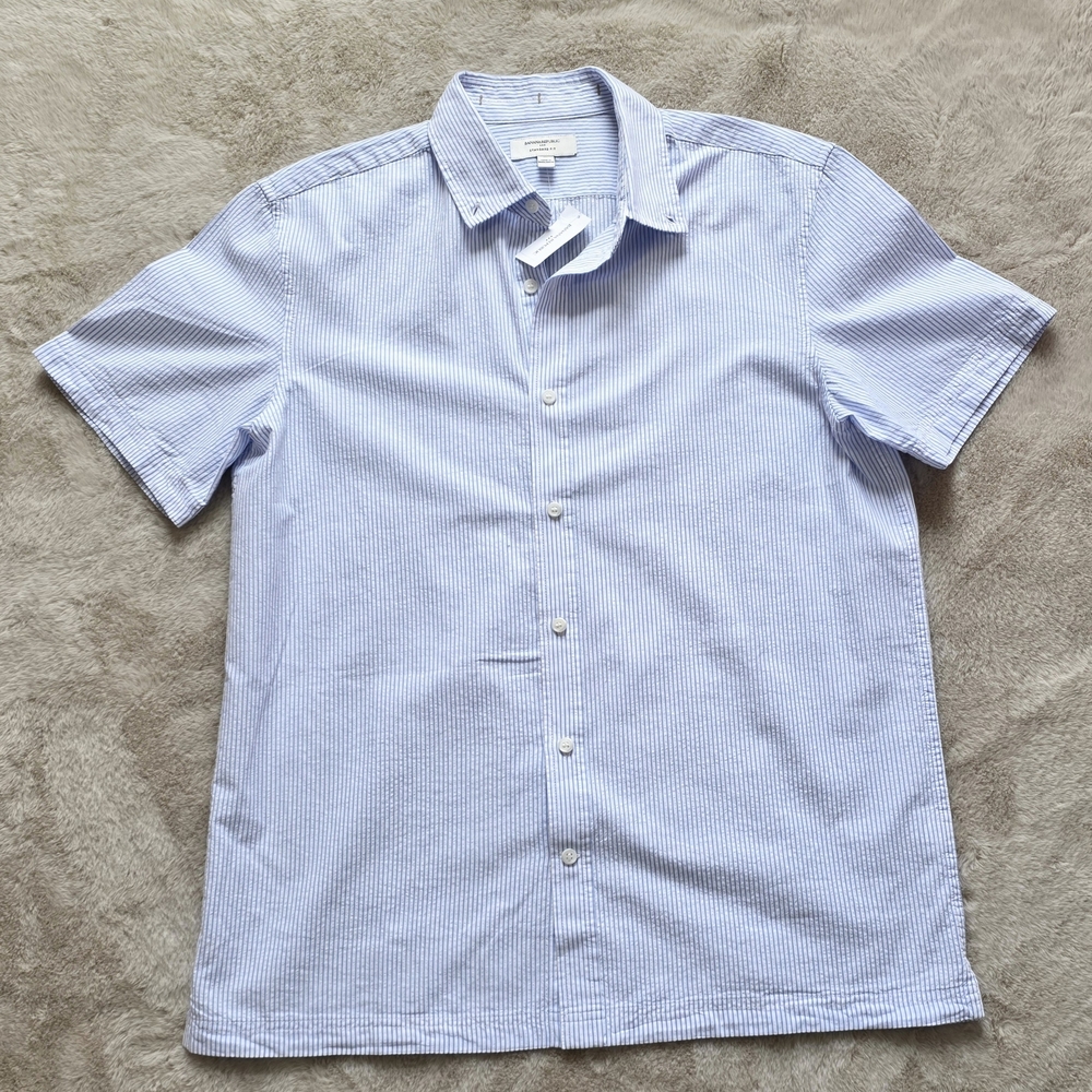 Banana Republic Light Blue Striped Button Down Shirt For Men